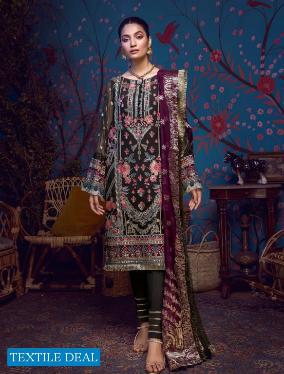 Adan Libas Barroco Velvet Embroidered Chiffon Pakistani Dress