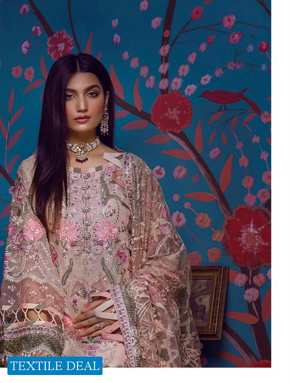 Adan Libas Barroco Velvet Embroidered Chiffon Pakistani Dress