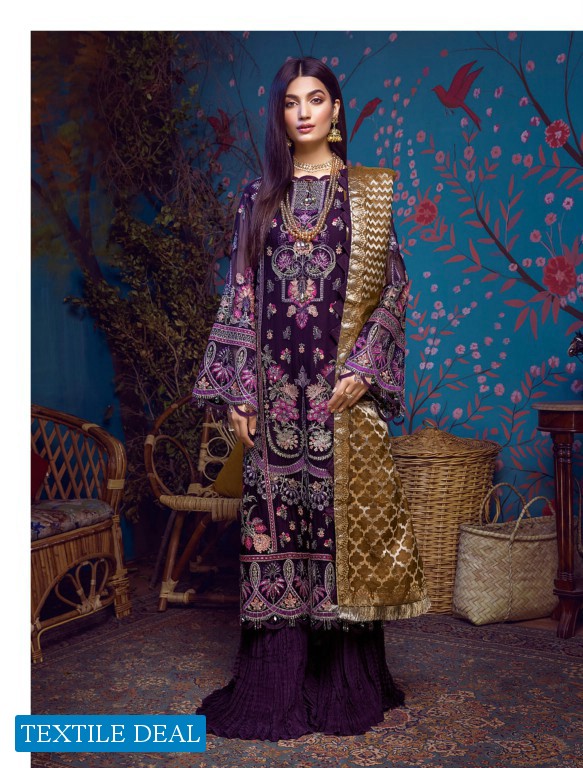 Adan Libas Barroco Velvet Embroidered Chiffon Pakistani Dress