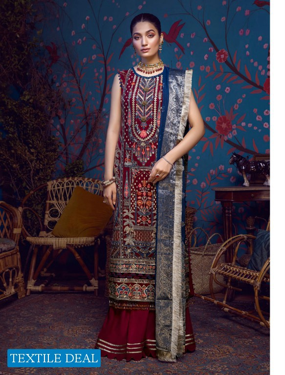 Adan Libas Barroco Velvet Embroidered Chiffon Pakistani Dress