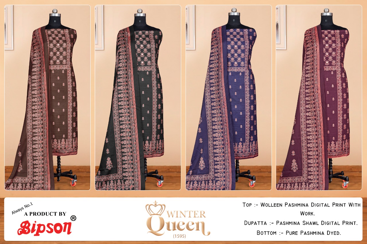 Bipson Winter Queen 1595 Wholesale Pashmina Dress