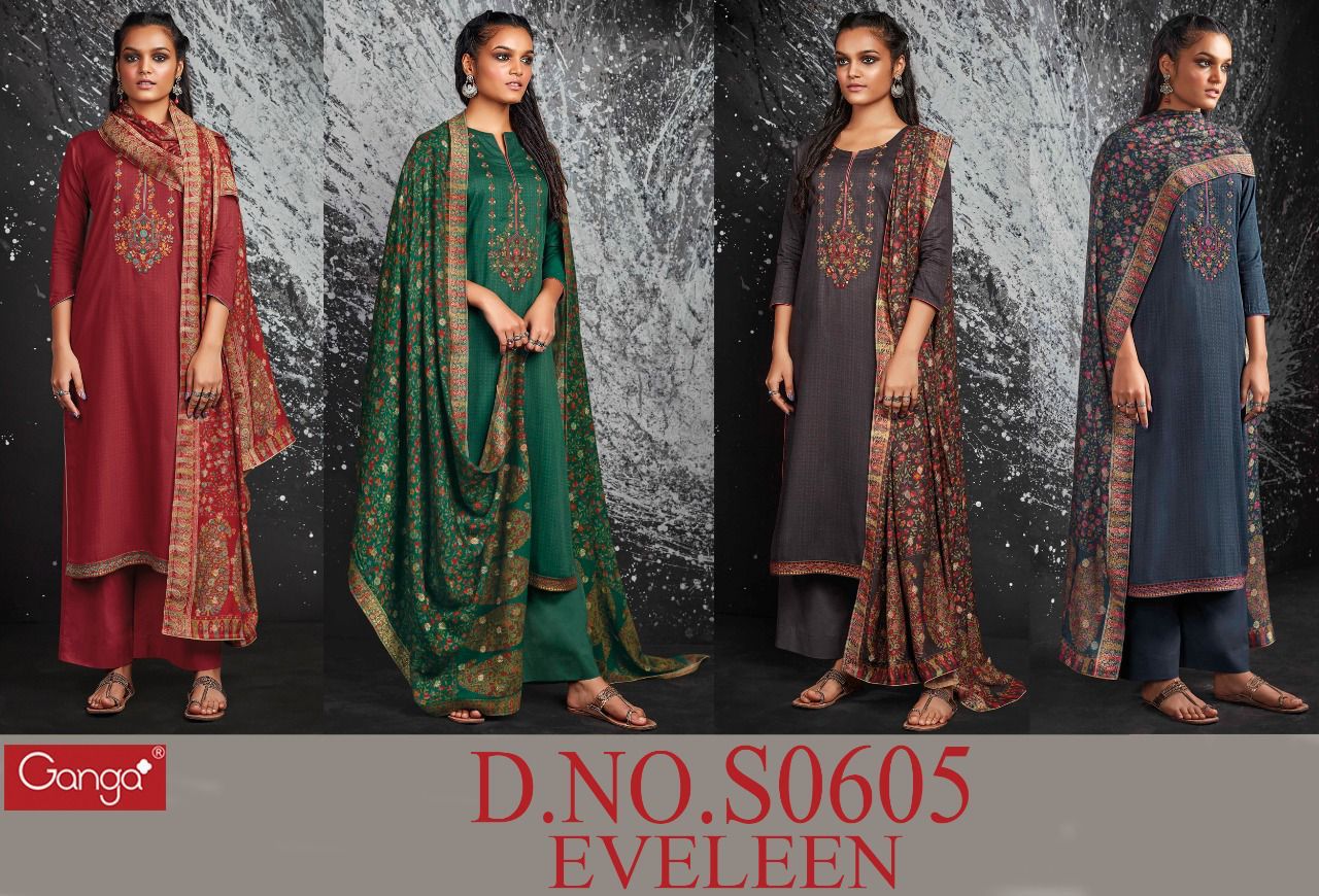 Ganga Eveleen S0605 Wholesale Premium Pashmina Dress