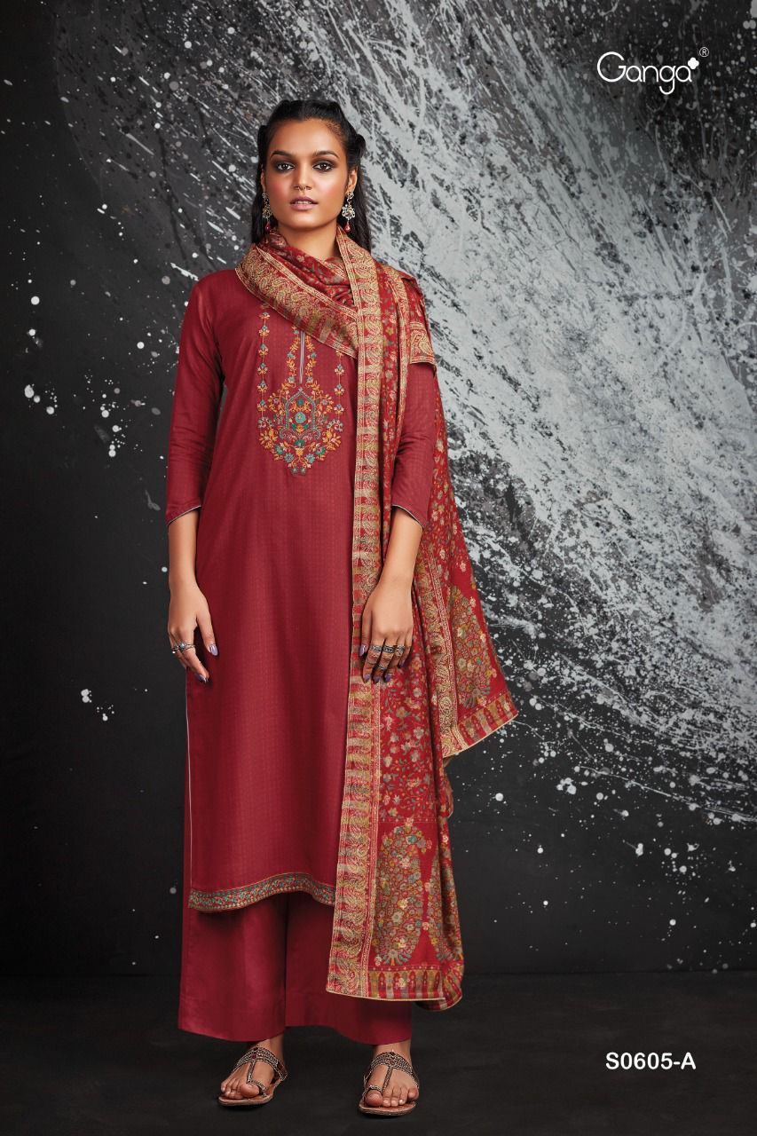 Ganga Eveleen S0605 Wholesale Premium Pashmina Dress