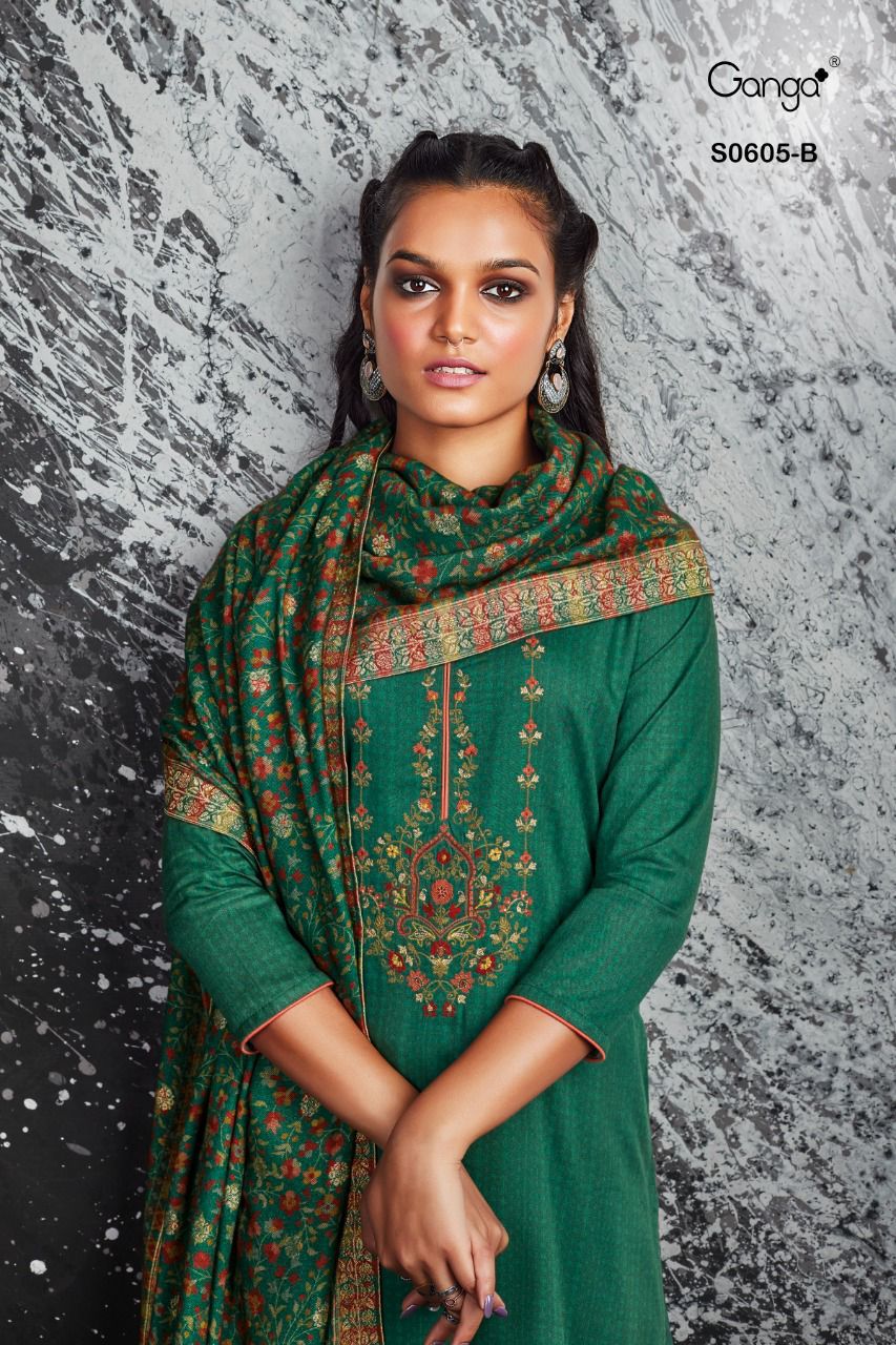 Ganga Eveleen S0605 Wholesale Premium Pashmina Dress