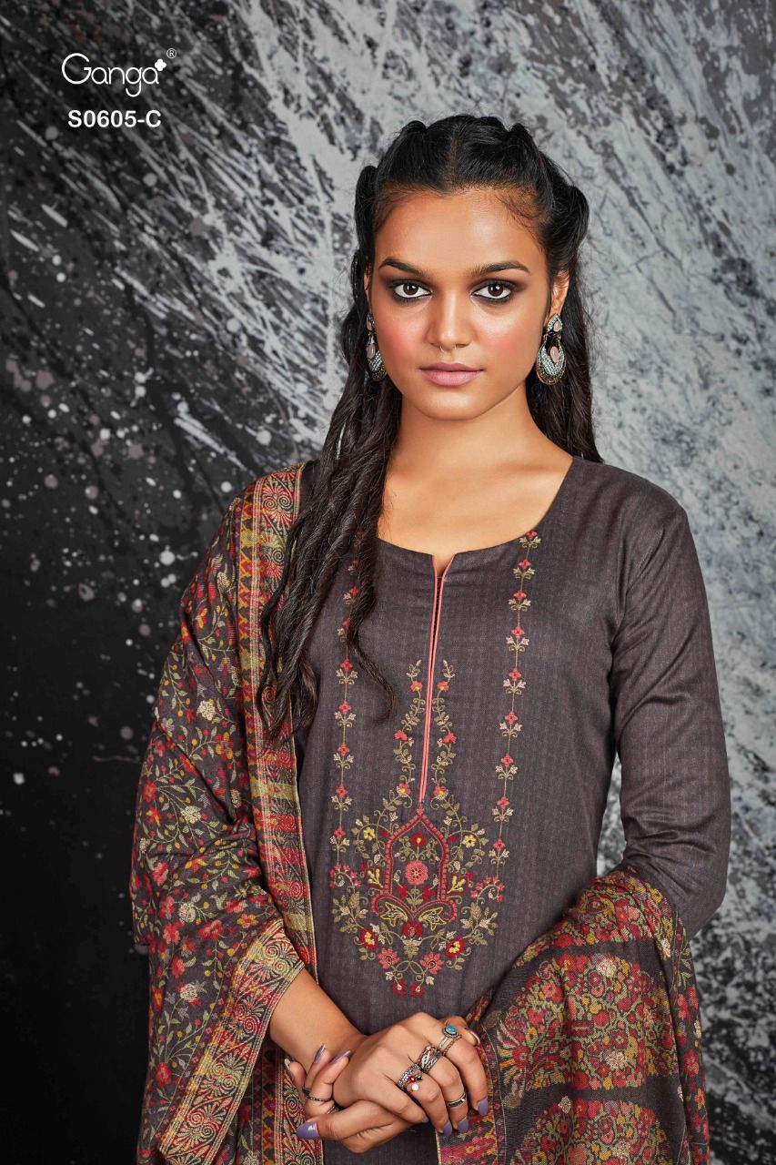 Ganga Eveleen S0605 Wholesale Premium Pashmina Dress