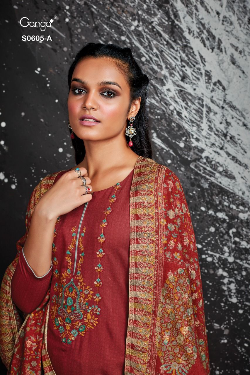 Ganga Eveleen S0605 Wholesale Premium Pashmina Dress