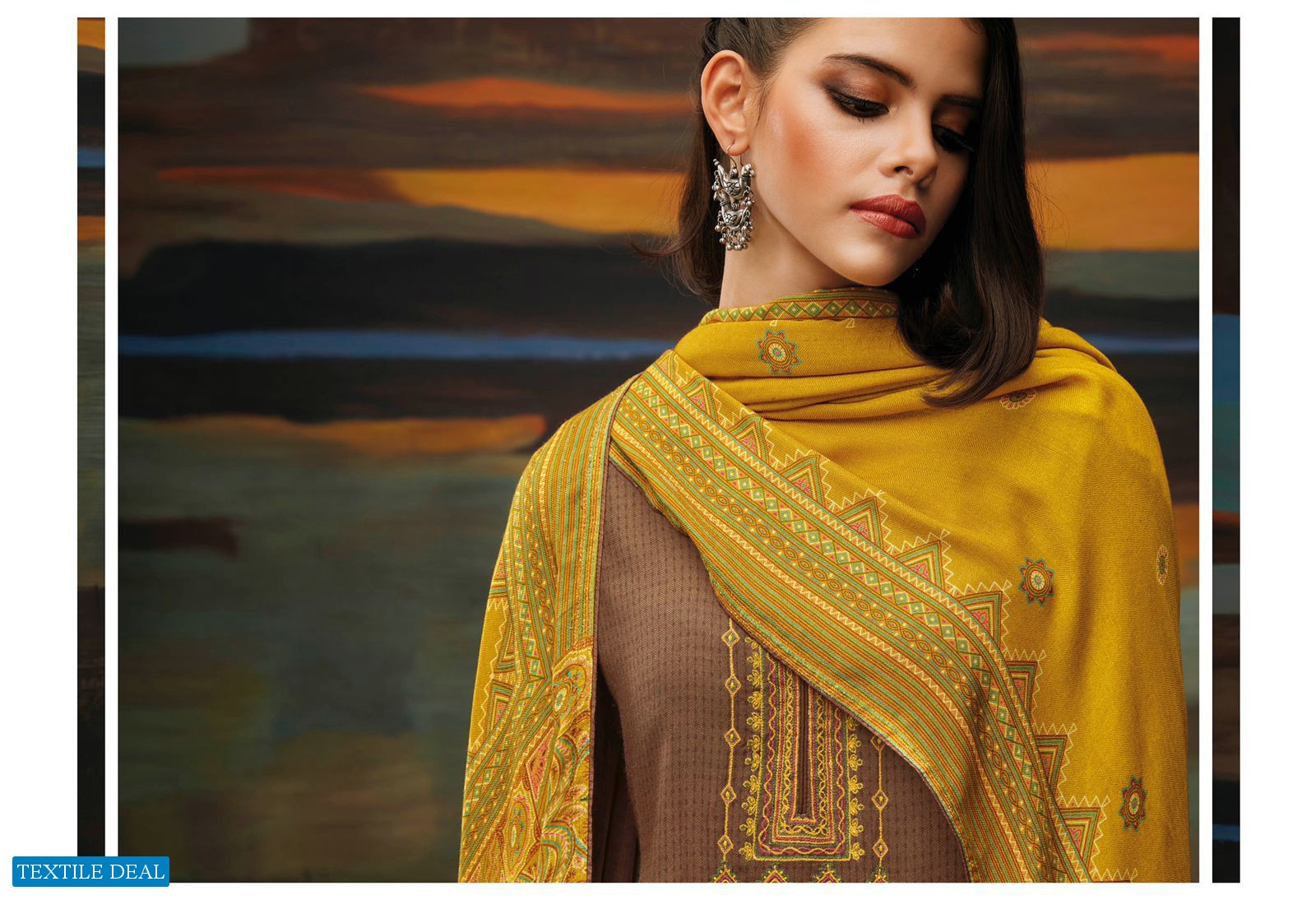 Ganga Suroor Wholesale Wool Dobby Work Winter Dress