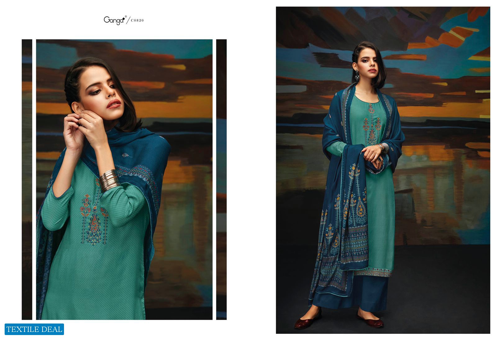 Ganga Suroor Wholesale Wool Dobby Work Winter Dress