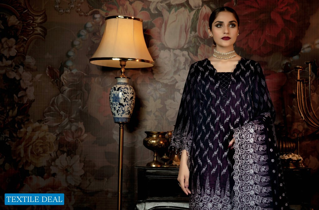 Adans Libas Zari Embroidered Velvet Pakistani Dress Catalogs