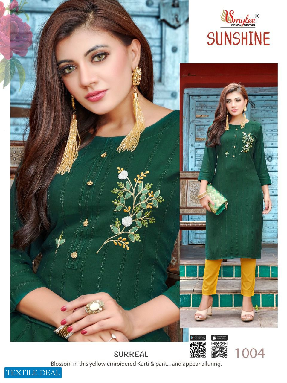 Smylee Sunshine Wholesale Indian Style Kurti With Pants