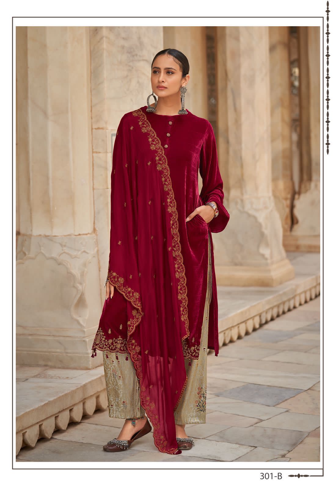 Varsha Ruh Wholesale Velvet Solid With Embroidered Salwar Kameez
