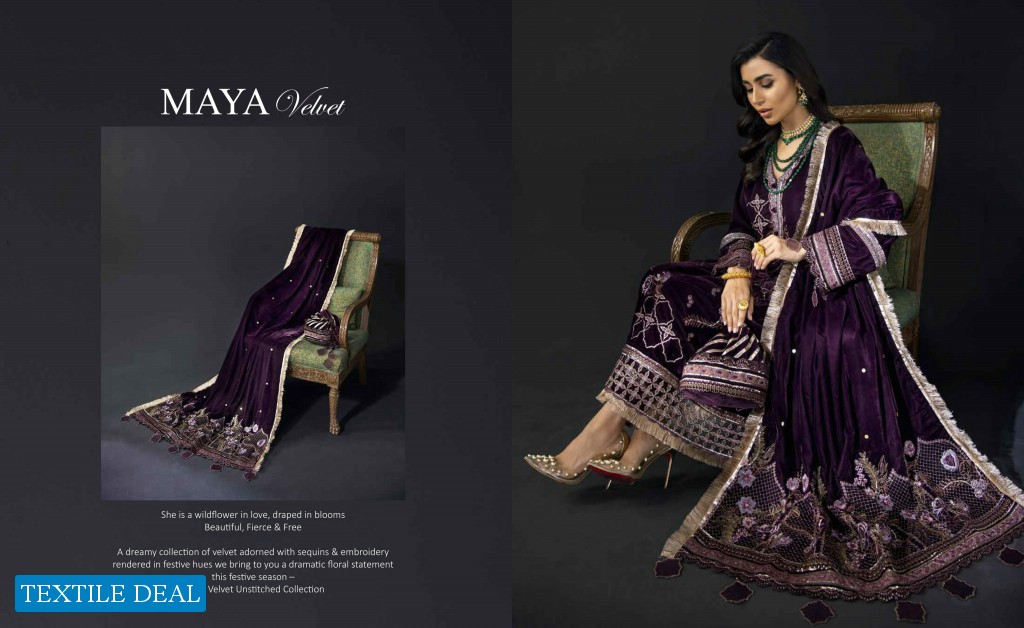 Nureh Maya Velvet Unstitched Luxury Velvet Collection
