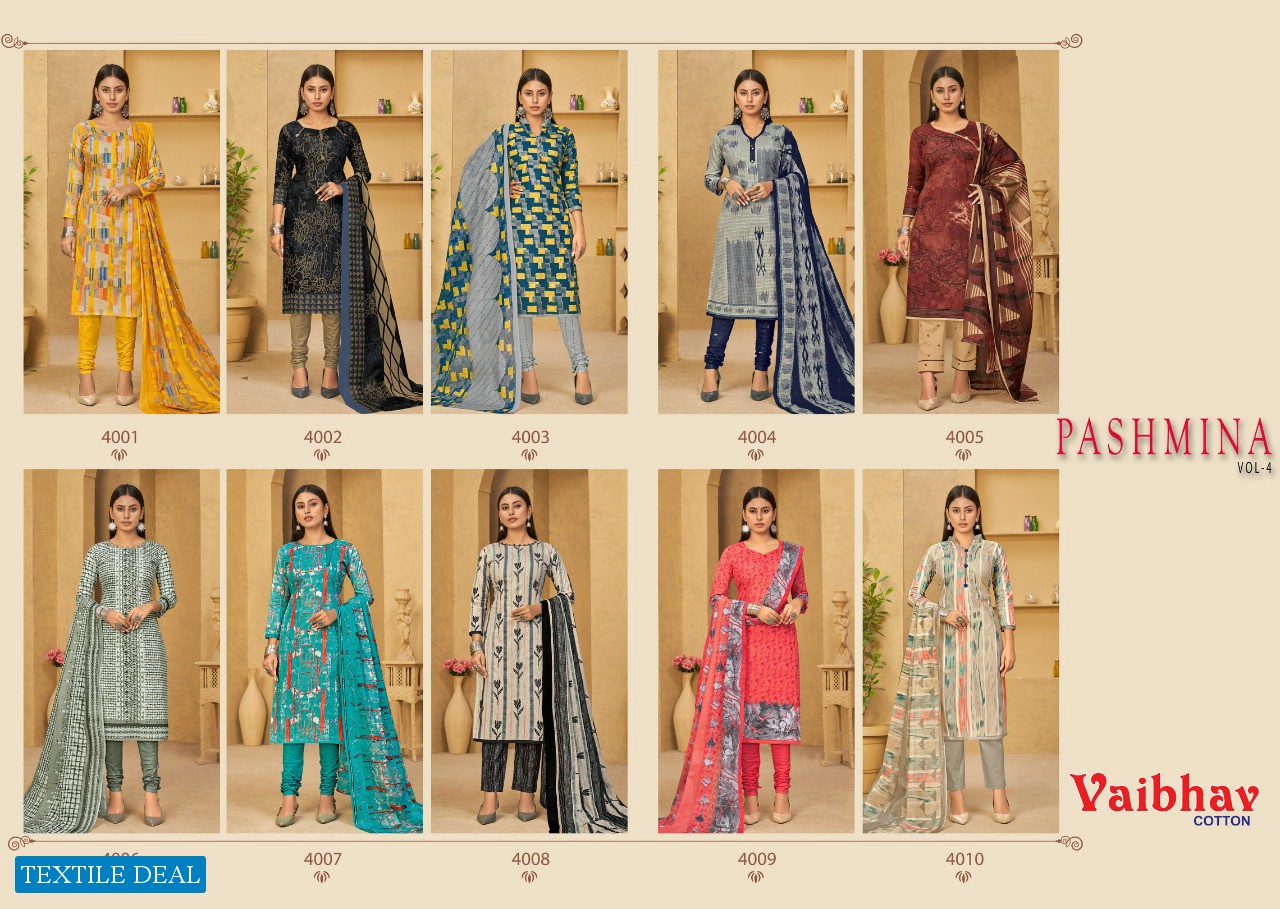 Vaibhav Cotton Pashmina Vol-4 Wholesale Winter Dress Material