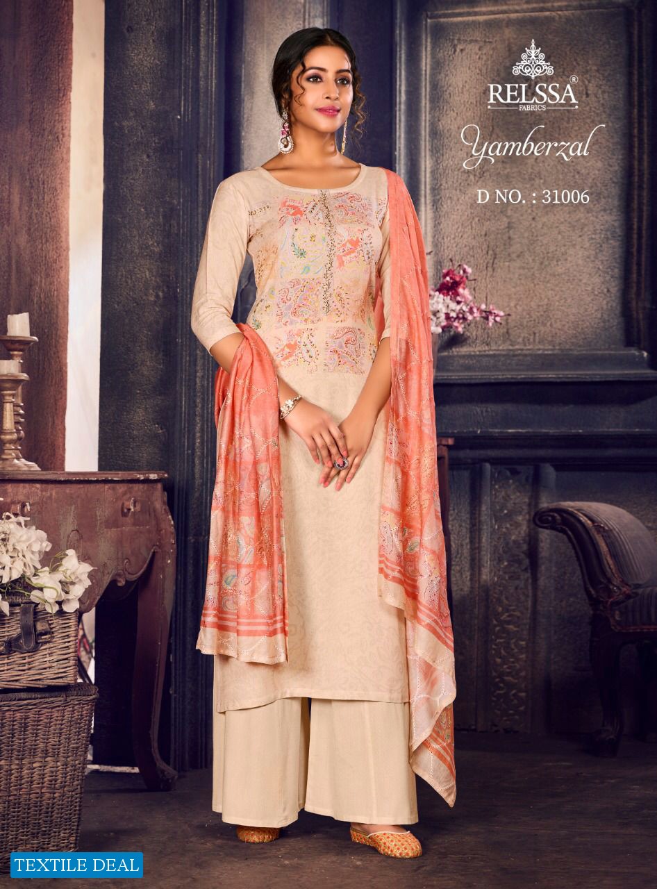 Relssa Yamberzal Wholesale Pure Modal Silk With Handwork Salwar Kameez