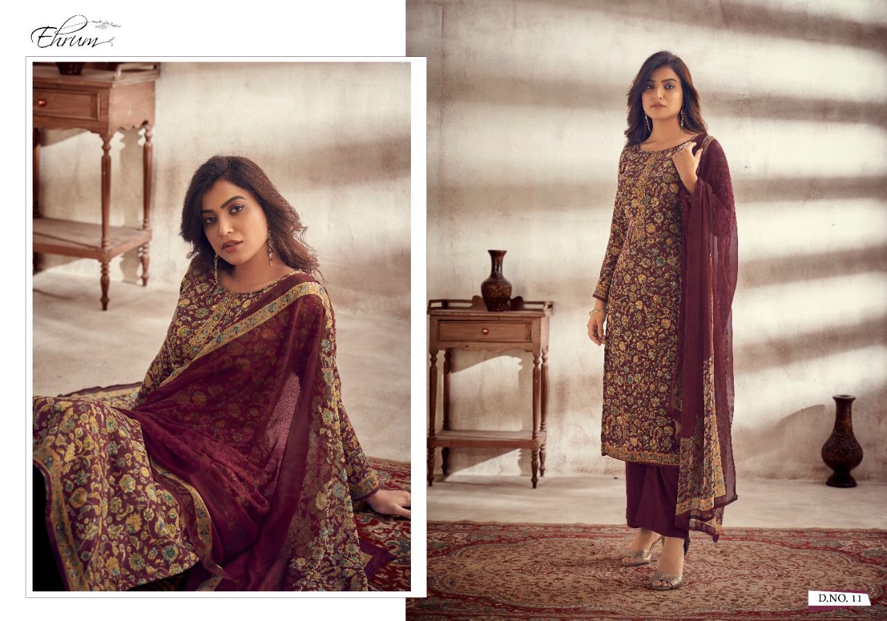 Varsha Ehrum Smeenah Wholesale Pashmina Print Winter Dress