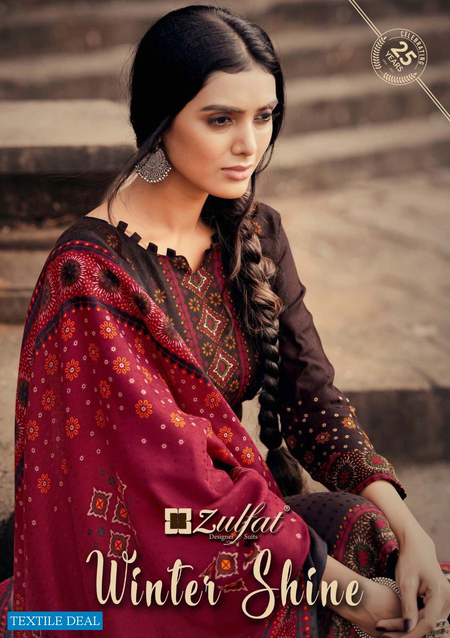 Zulfat Winter Shine wholesale Pure Pashmina With Work Dress Material