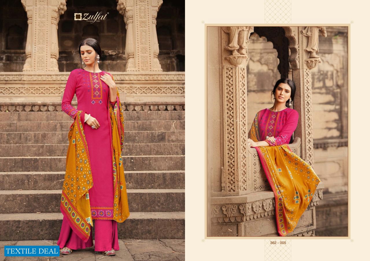 Zulfat Winter Shine wholesale Pure Pashmina With Work Dress Material