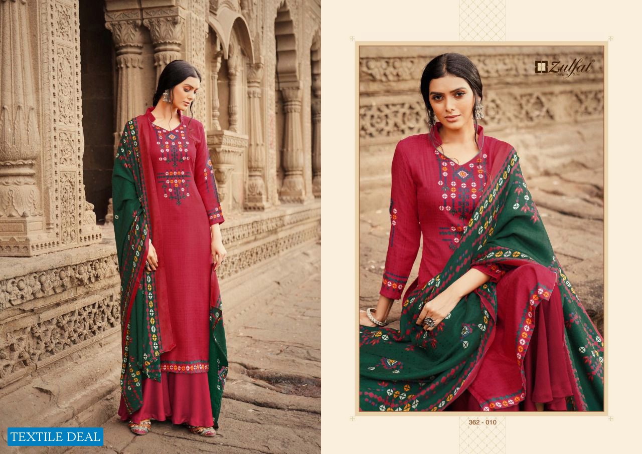 Zulfat Winter Shine wholesale Pure Pashmina With Work Dress Material