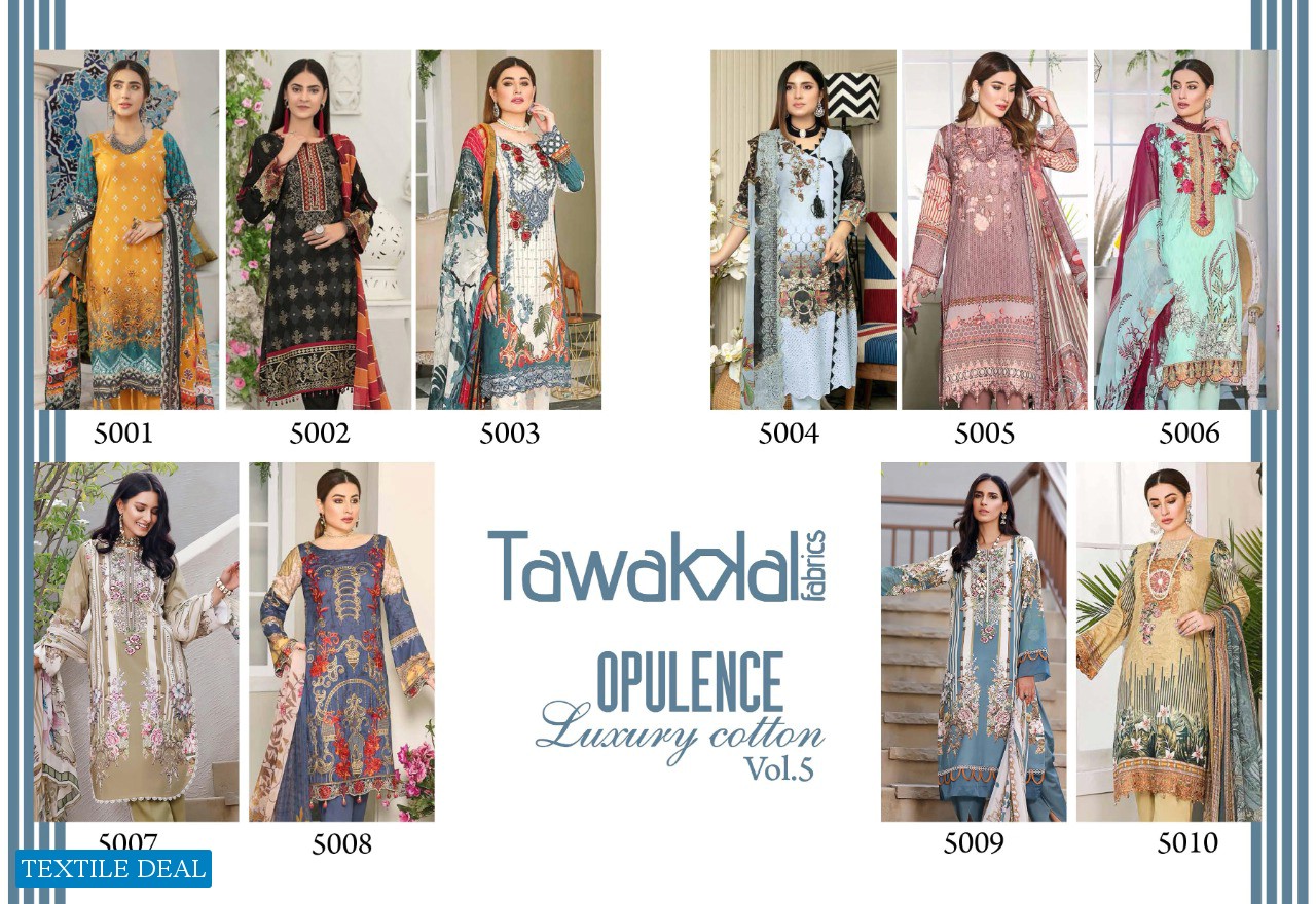 Tawakkal Opulence Luxury Cotton Vol-5 Wholesale Karachi print Dress