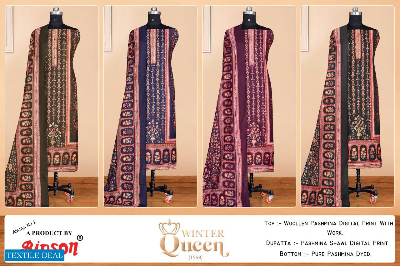 Bipson Winter Queen 1598 Wholesale Winter Wool Pashmina Winter Dress