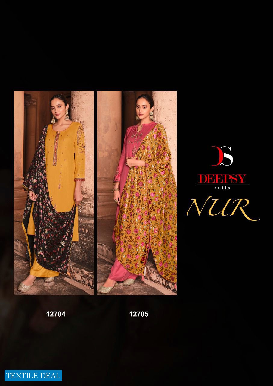 Deepsy Nur Wholesale Pure Viscose Pashmina With Work Salwar Kameez