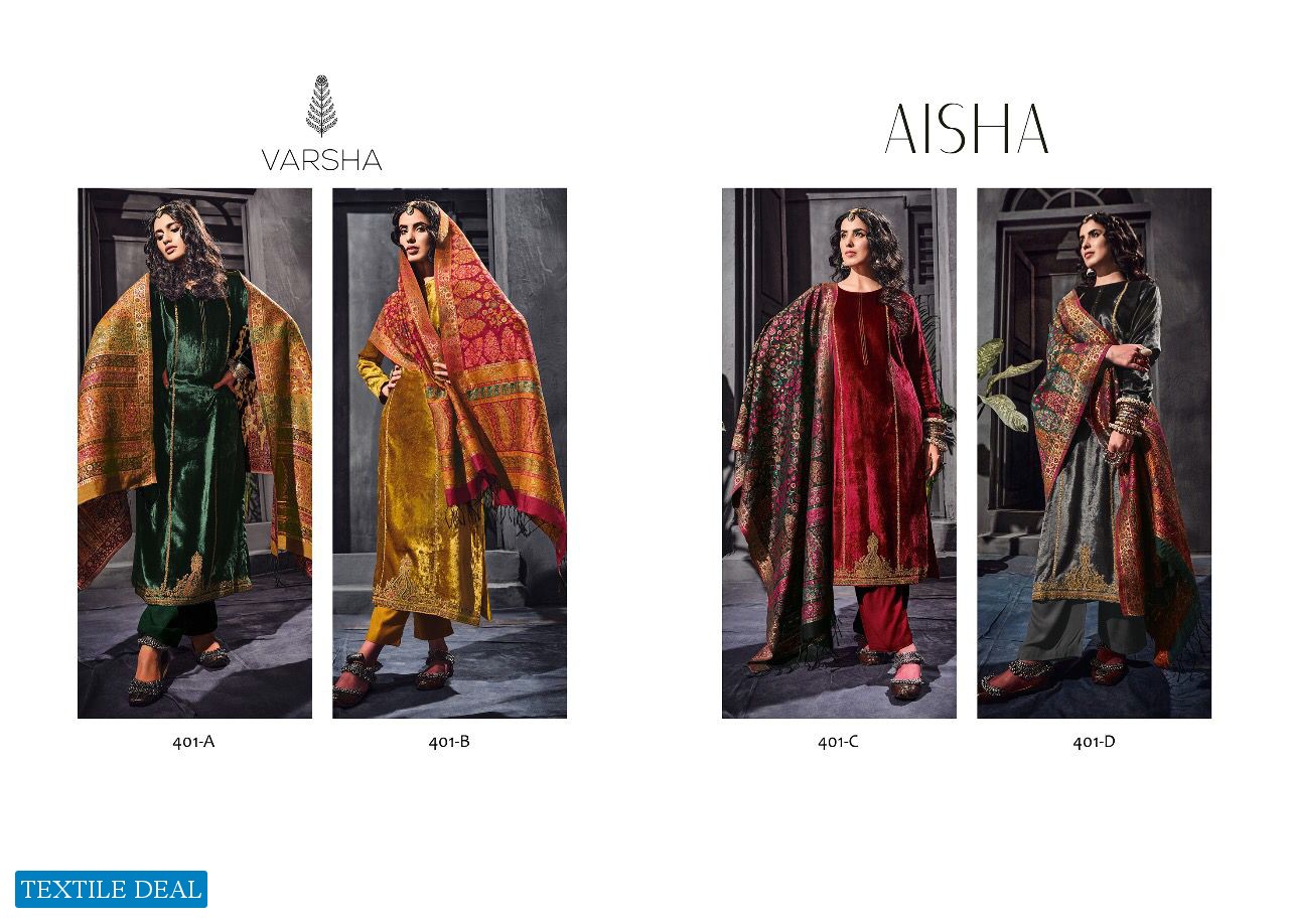Varsha Aisha Wholesale Pure Velvet With Work Winter Salwar Kameez