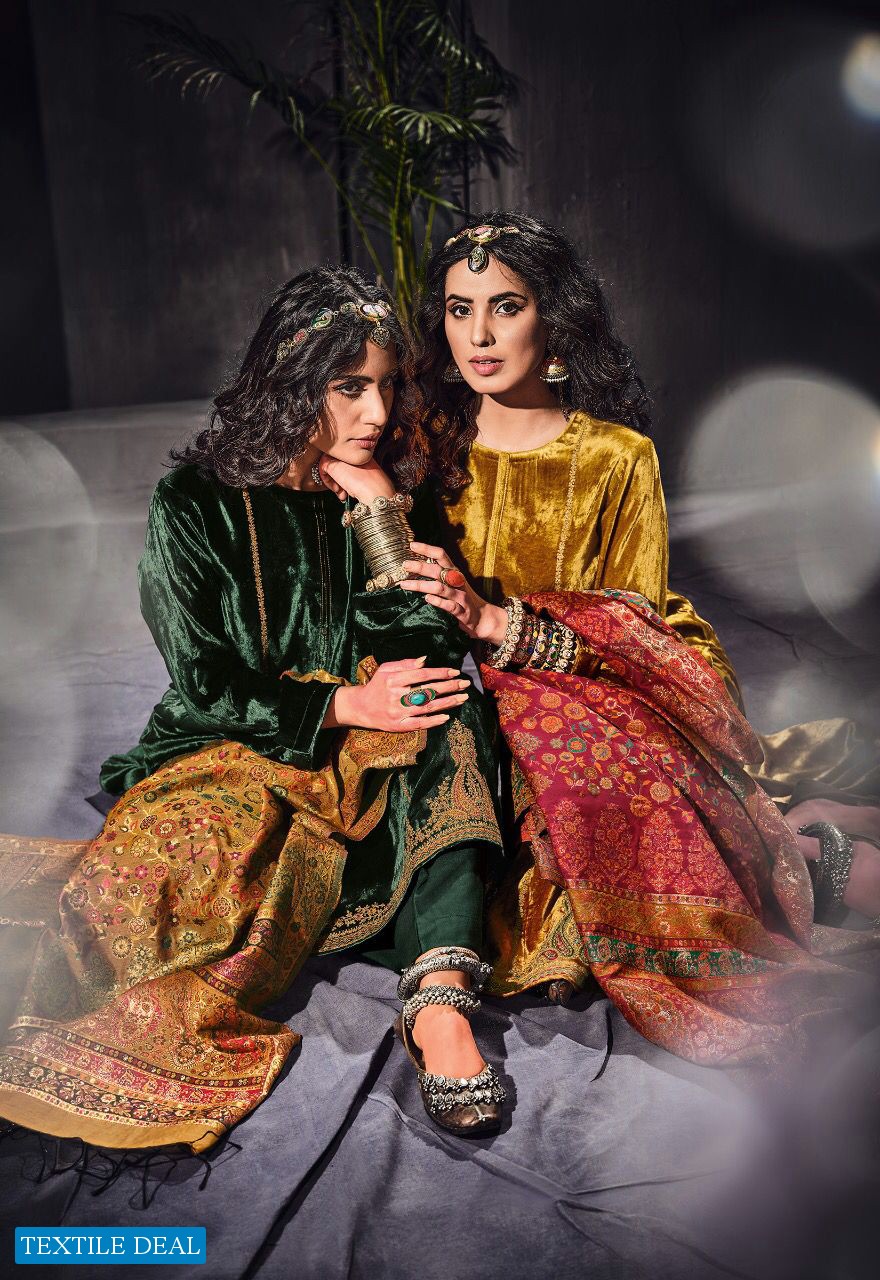 Varsha Aisha Wholesale Pure Velvet With Work Winter Salwar Kameez