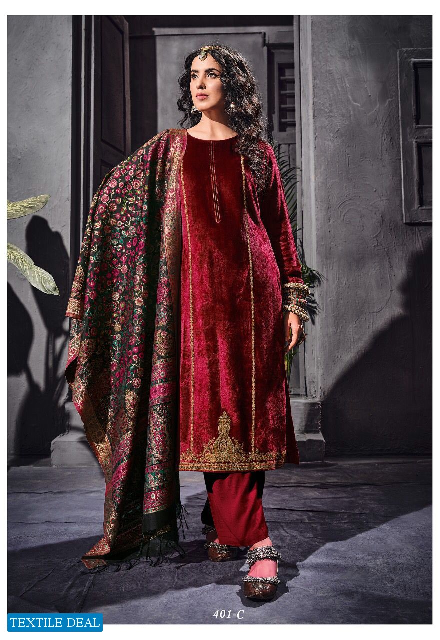 Varsha Aisha Wholesale Pure Velvet With Work Winter Salwar Kameez