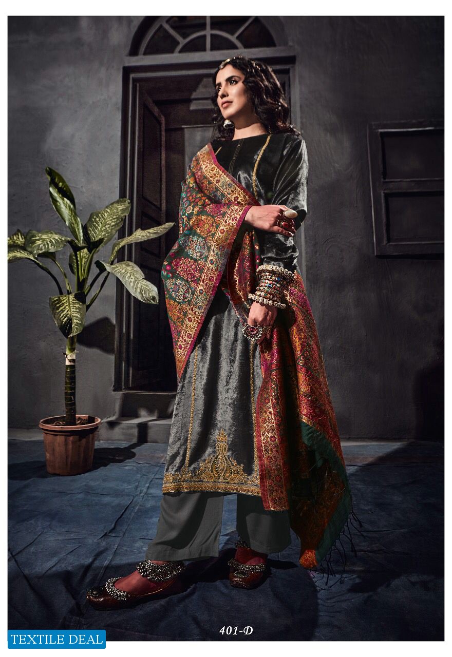 Varsha Aisha Wholesale Pure Velvet With Work Winter Salwar Kameez