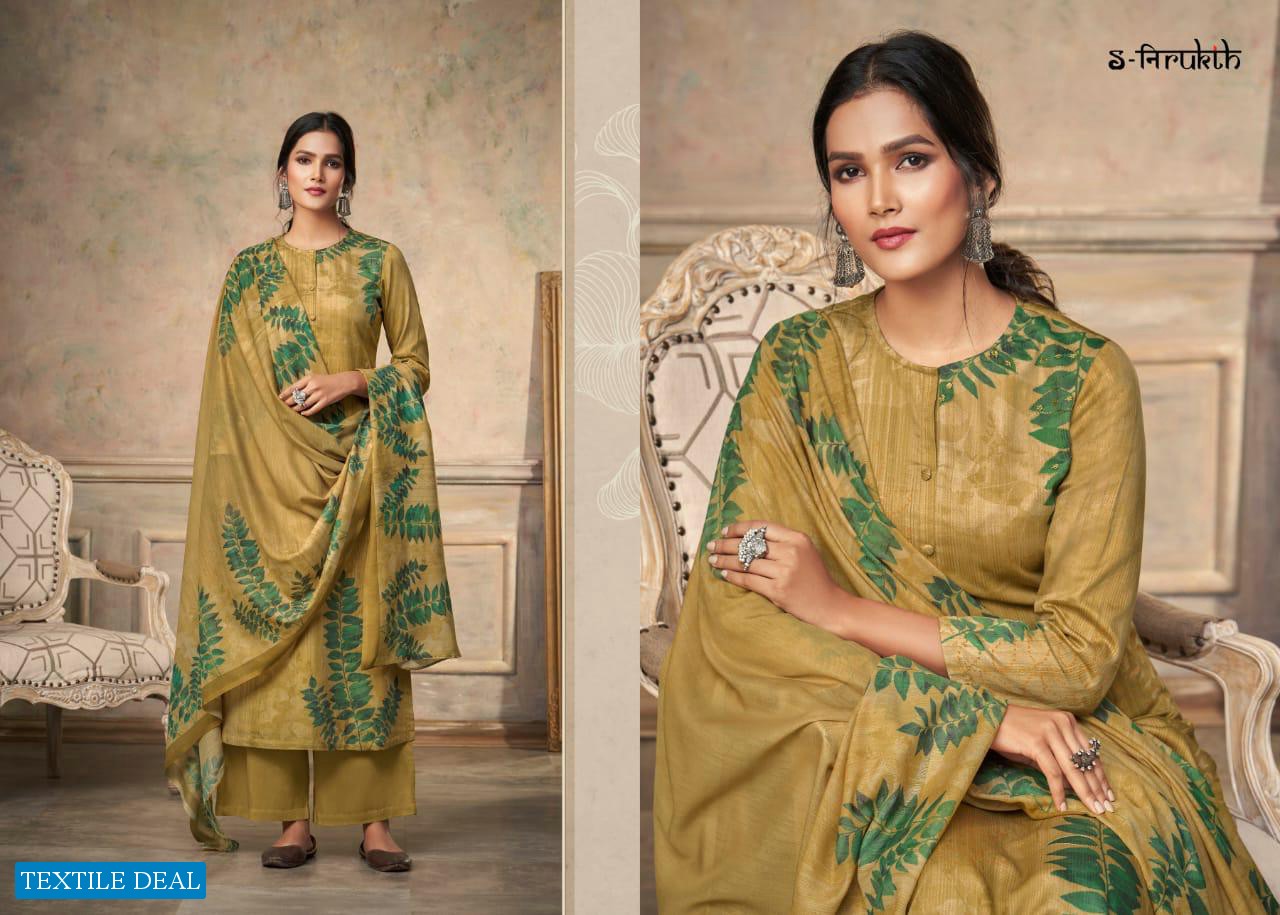 S-NIRUKTH SEHER PASHMINA DESIGNER PRINTED WORK DRESS MATERIALS