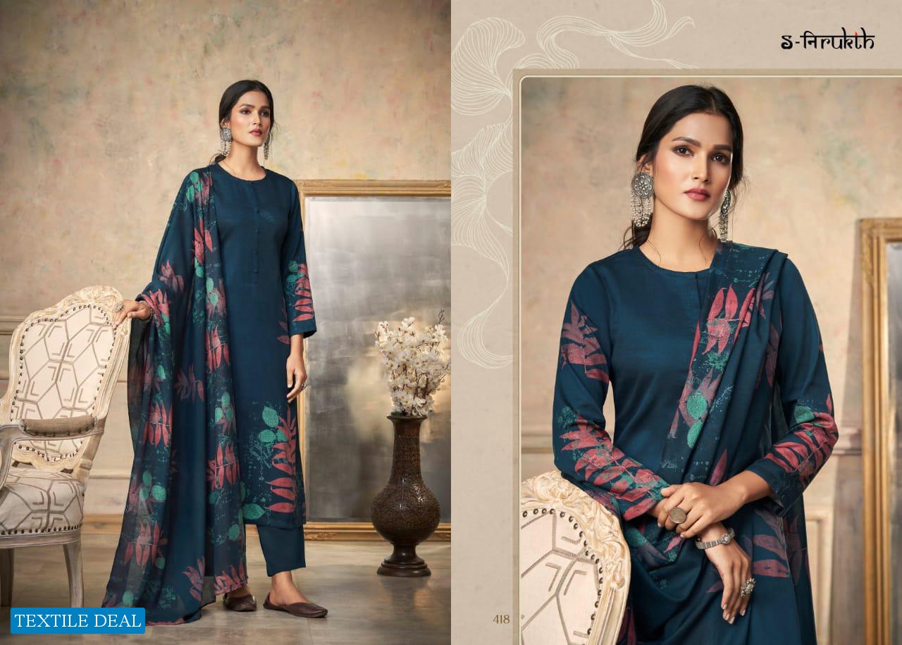 S-NIRUKTH SEHER PASHMINA DESIGNER PRINTED WORK DRESS MATERIALS