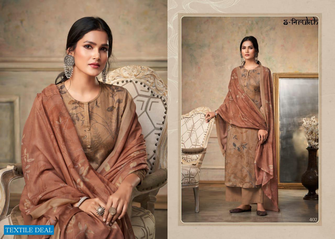 S-NIRUKTH SEHER PASHMINA DESIGNER PRINTED WORK DRESS MATERIALS