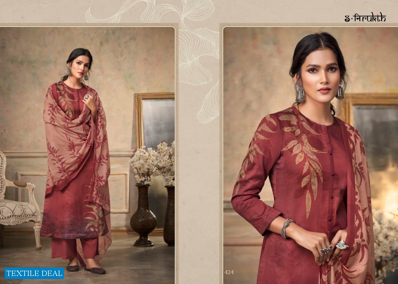 S-NIRUKTH SEHER PASHMINA DESIGNER PRINTED WORK DRESS MATERIALS