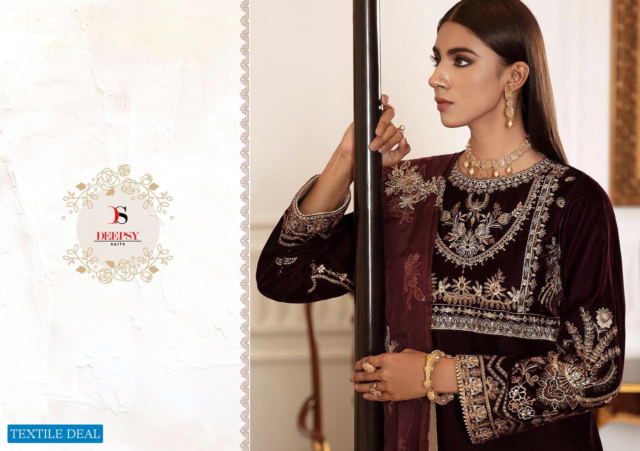 MARIA B VELVET BY DEEPSY WINTER WEAR EMBROIDERY HEAVY SALWAR KAMEEZ