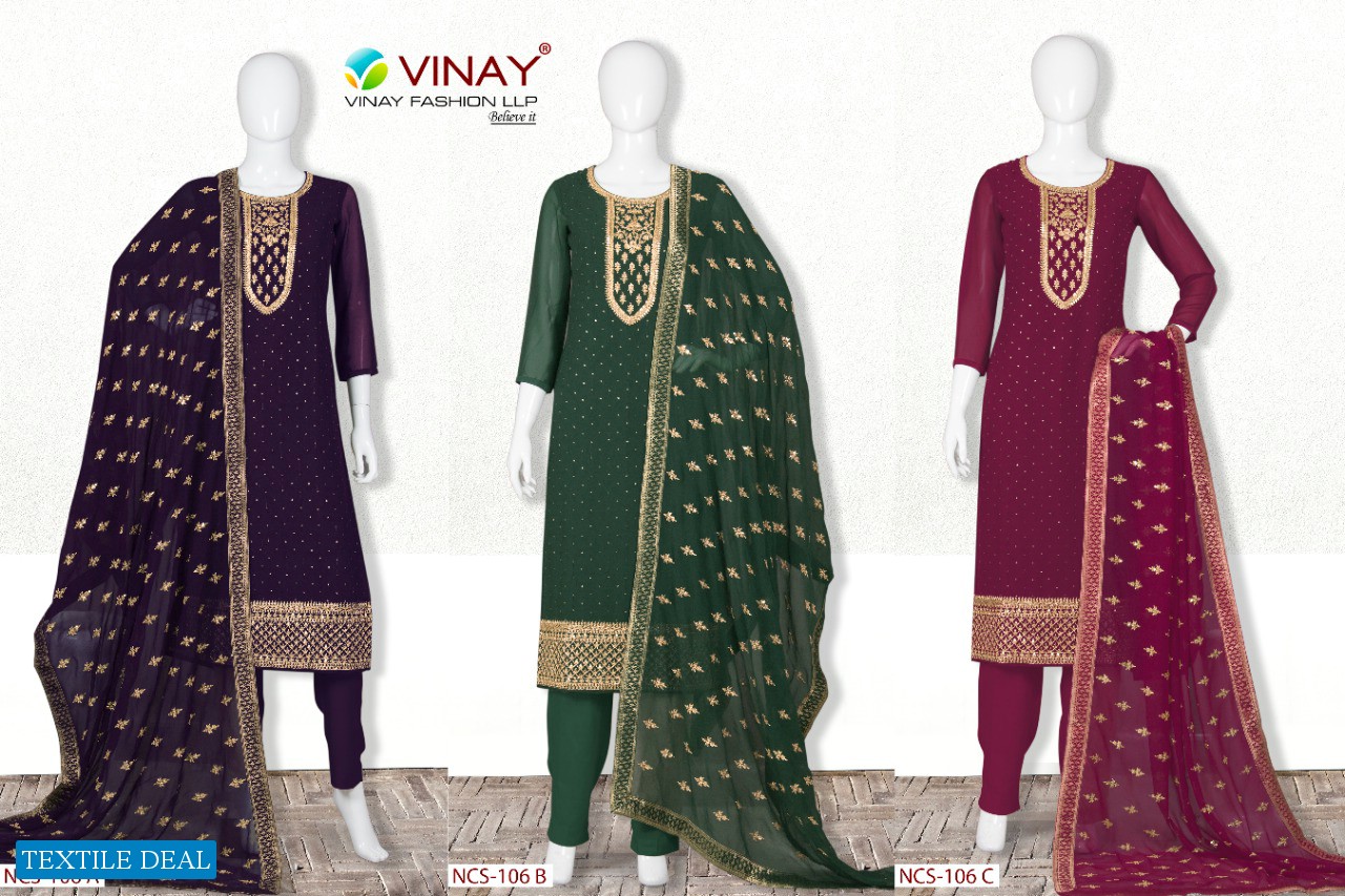 Vinay NCS-106 Wholesale Georgette Embroidery Salwar Kameez