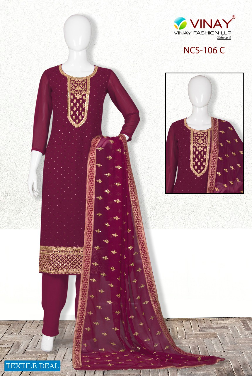 Vinay NCS-106 Wholesale Georgette Embroidery Salwar Kameez