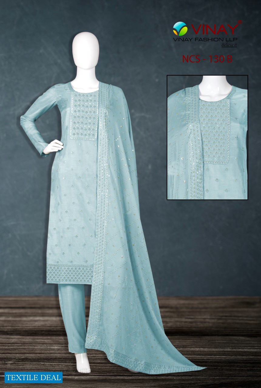 Vinay NCS-130 Wholesale Dola With Embroidery Salwar Kameez