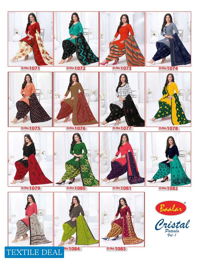 Baalar Cristal Patiyala Vol-1 Wholesale Patiyala Dress Material