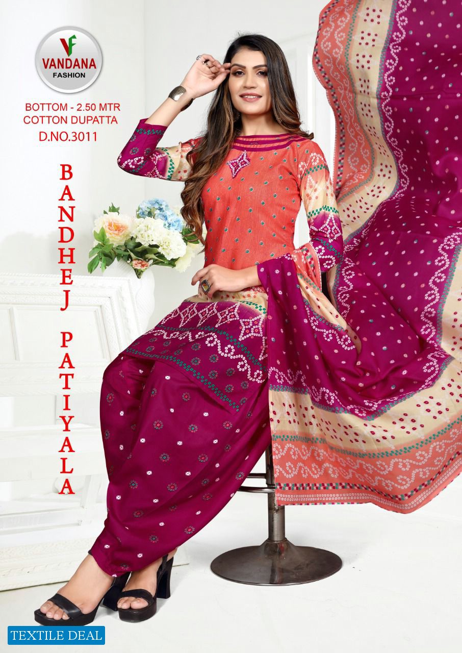 Vandana Bandhej Patiyala Vol-3 Wholesale Cotton Dress Material