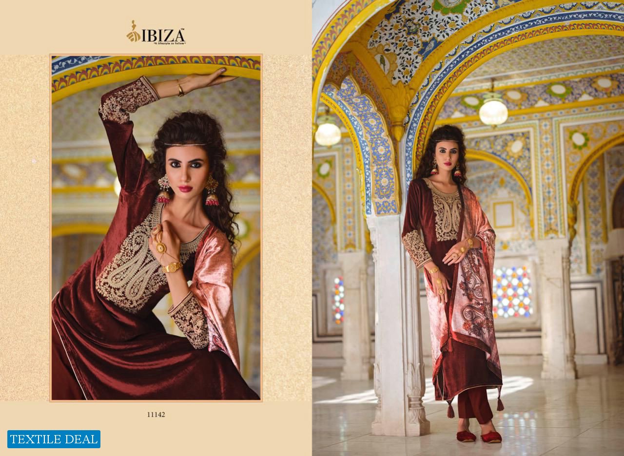 Ibiza Velvet Queen Wholesale Pure Viscose With Tilla Work Neck & Sleeves Salwar Kameez