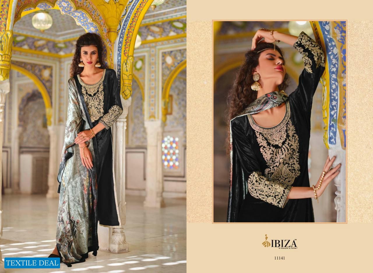 Ibiza Velvet Queen Wholesale Pure Viscose With Tilla Work Neck & Sleeves Salwar Kameez
