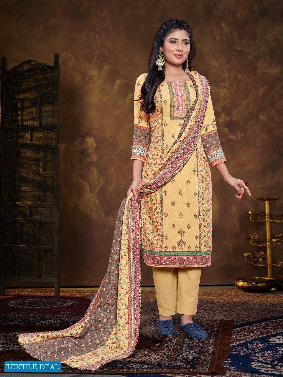 Bipson Safari 1668 Wholesale Wollen Pashmina Work Dress Material