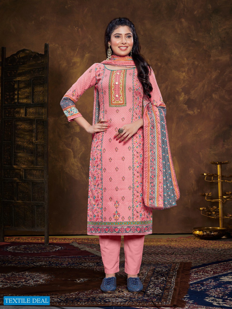 Bipson Safari 1668 Wholesale Wollen Pashmina Work Dress Material