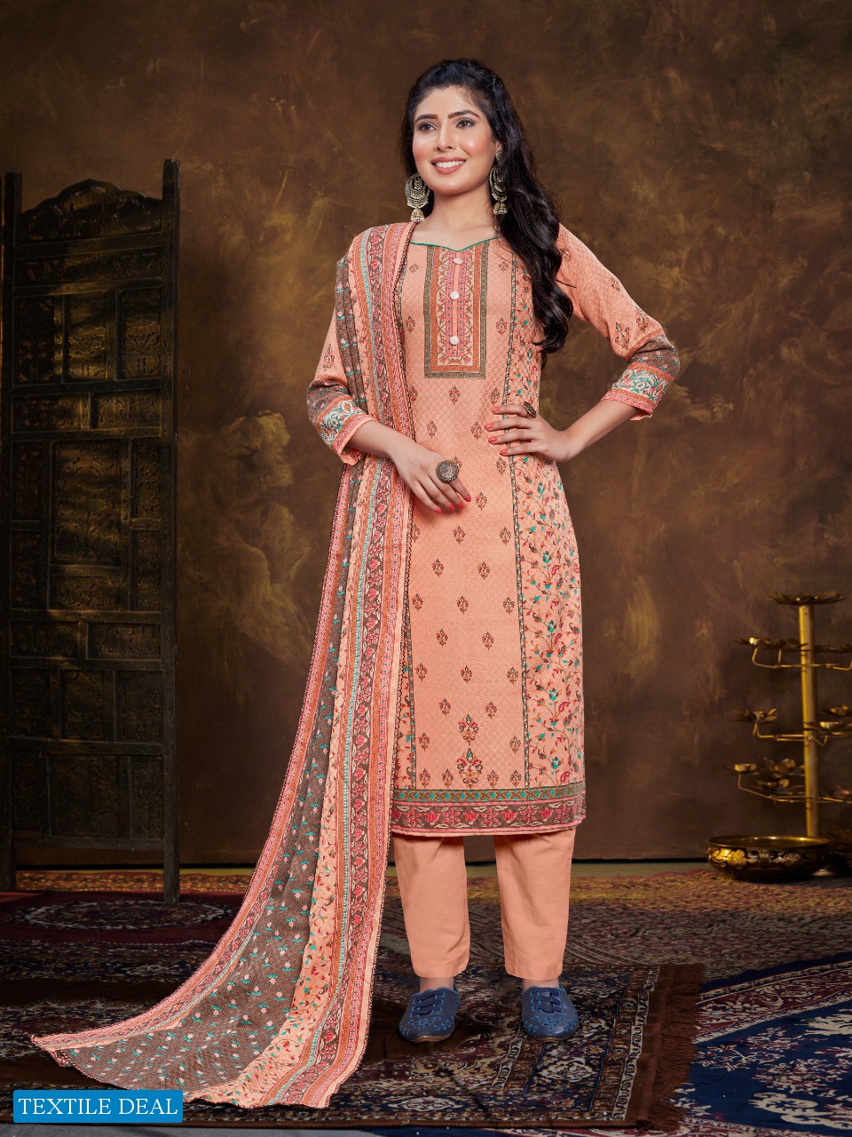 Bipson Safari 1668 Wholesale Wollen Pashmina Work Dress Material