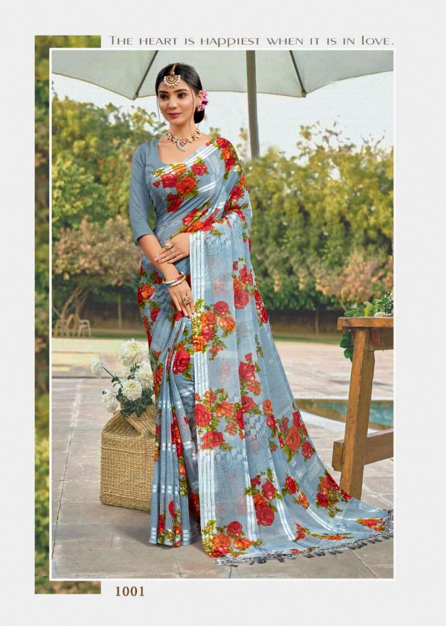 MANSAROVER FASHION POOJA WEIGHTLESS DIGITAL FLOWER PRINTED SAREES COLLECTION