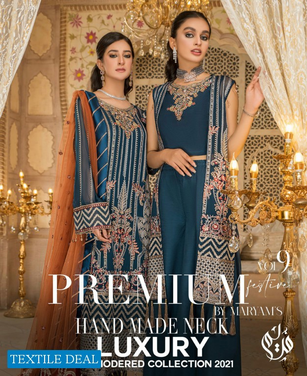 Maryam's Premium Festive Vol-9 Hand Made Neck Luxury Embroidered Collection 2021