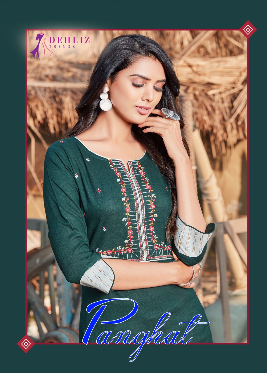 PANGHAT BY DEHLIZ TRENDZ RAYON DESIGNER KURTI WITH PANT COLLECTION