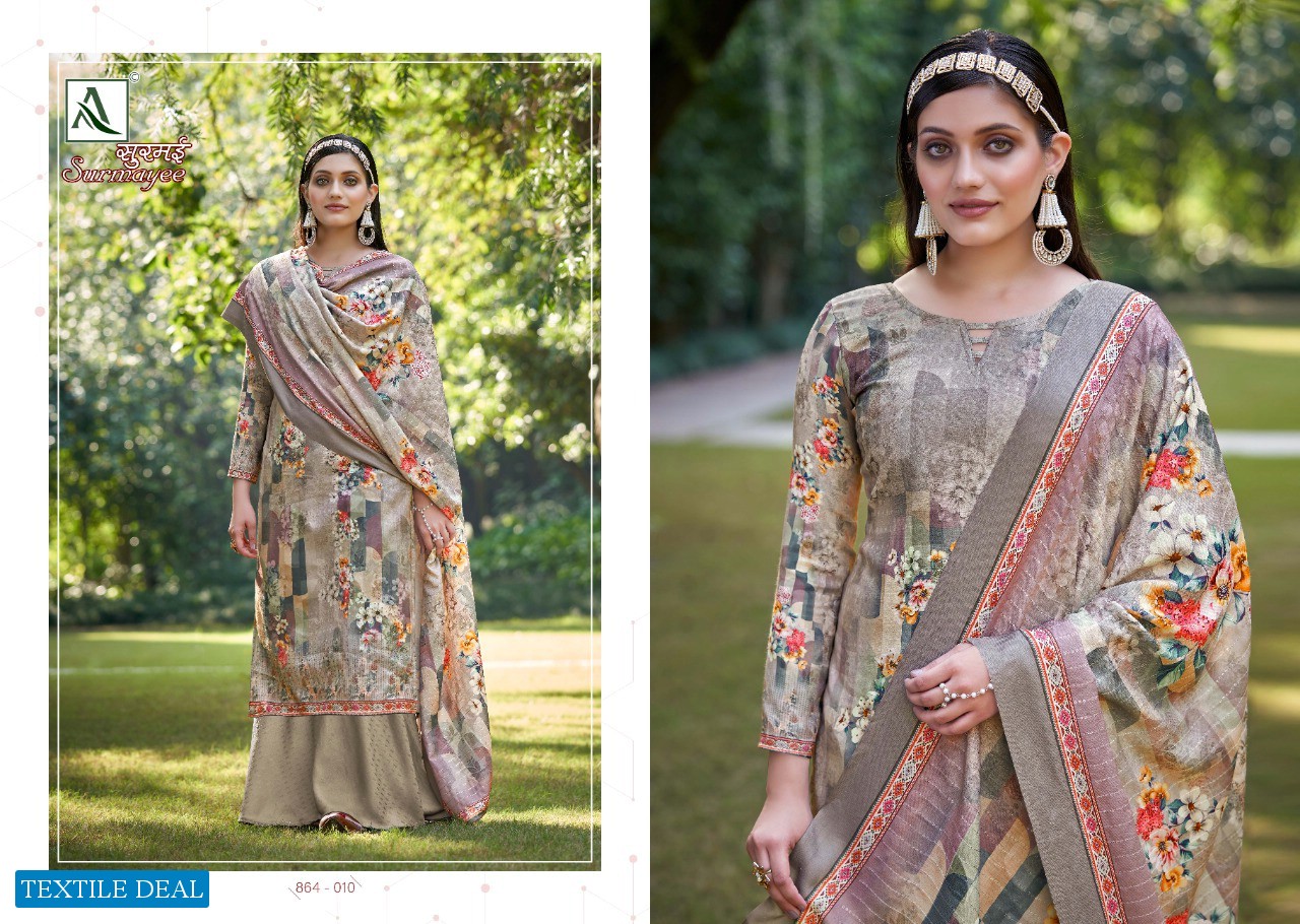 Alok Surmayee wholesale Pure Wool Pashmina Embroidered Salwar Kameez