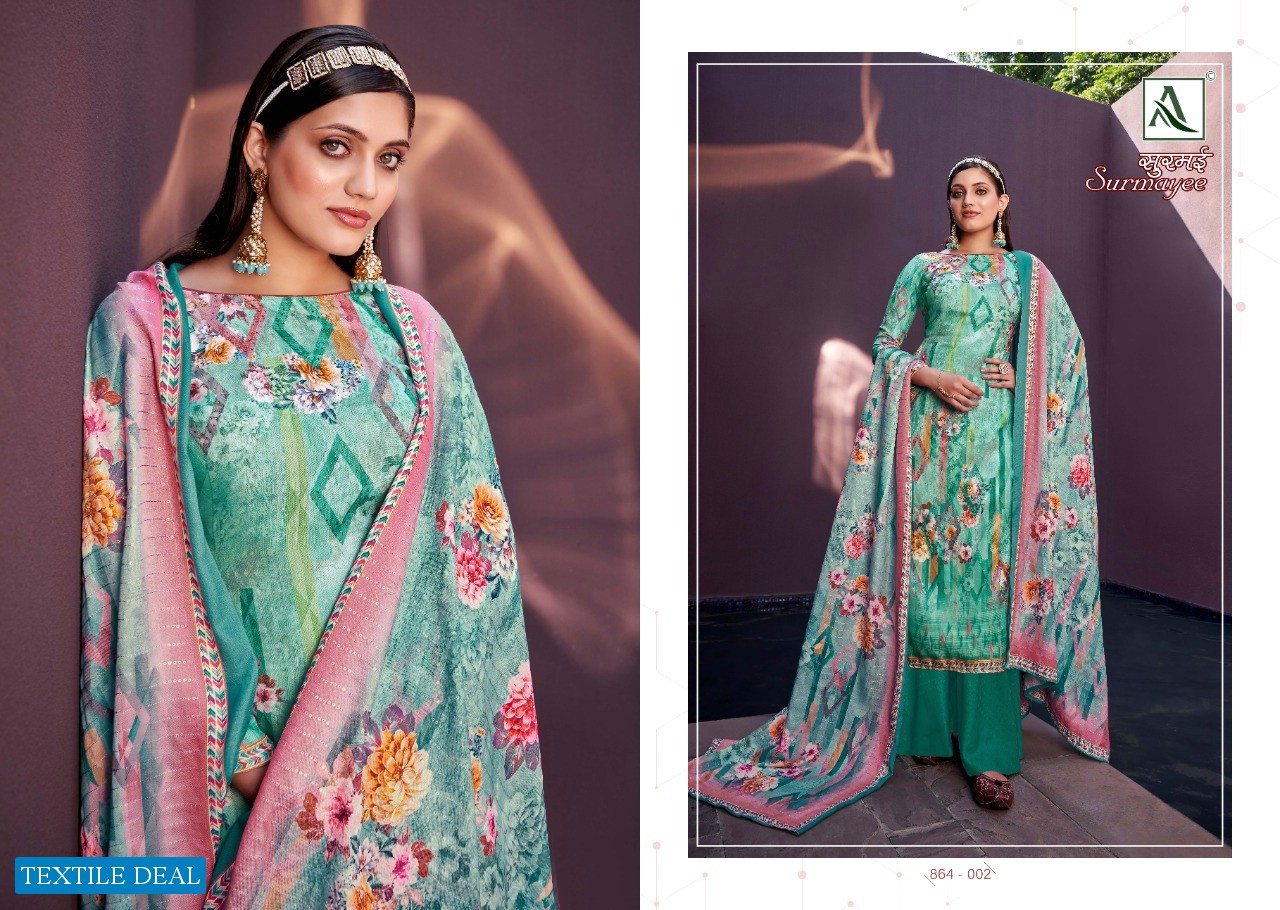 Alok Surmayee wholesale Pure Wool Pashmina Embroidered Salwar Kameez