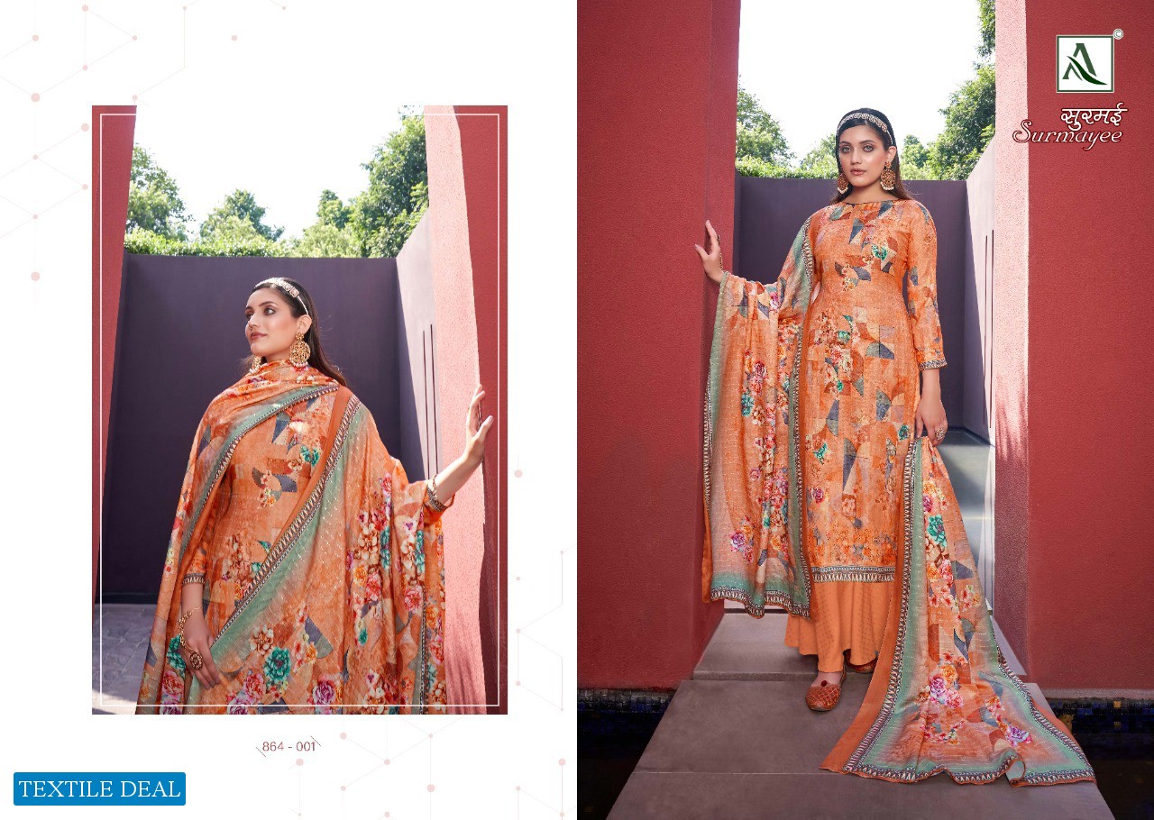 Alok Surmayee wholesale Pure Wool Pashmina Embroidered Salwar Kameez